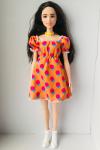 Mattel - Barbie - Fashionistas #160 - Patterned Orange Dress - Original